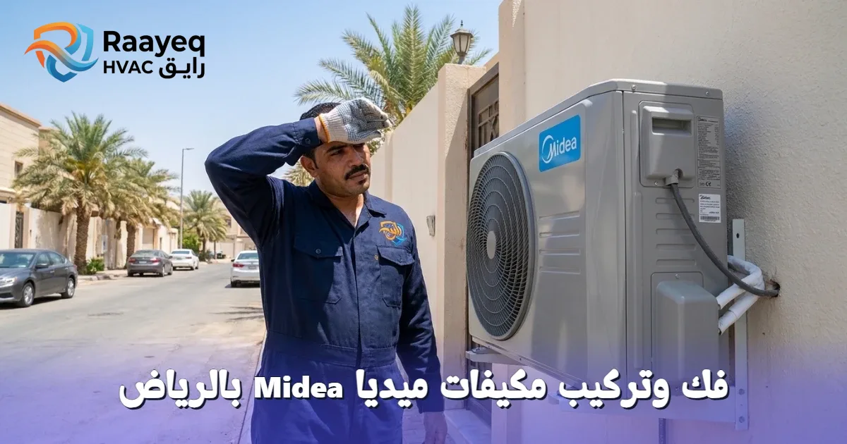 لا تقلق من فك وتركيب مكيفات ميديا Midea بالرياض.. فريق رايق يحل المشكلة فوراً بأعلى معايير الجودة.